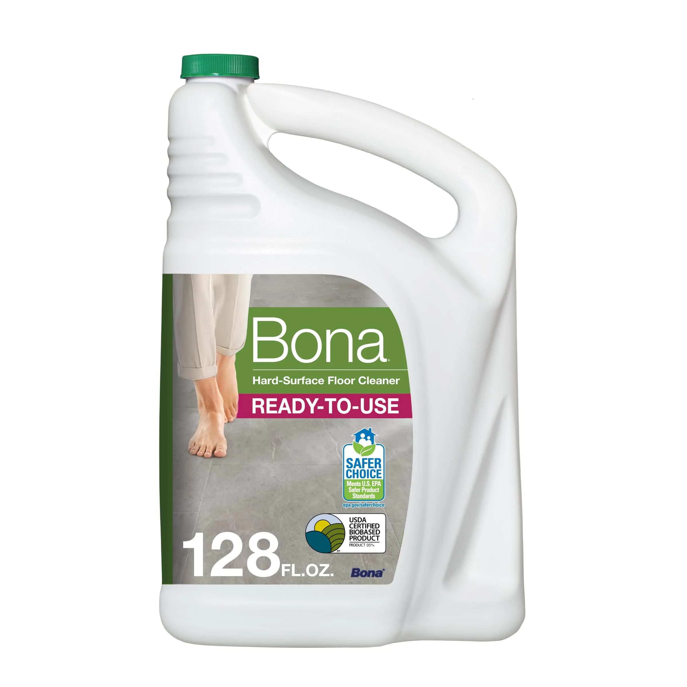 Bona Multi-Surface Floor Cleaner Spray with Lemon Mint Scent, 946 ml (32 fl oz) | Residue-Free Cleaning for Stone, Tile, Laminate & Vinyl Floors — Unscented / 128 Fl Oz
