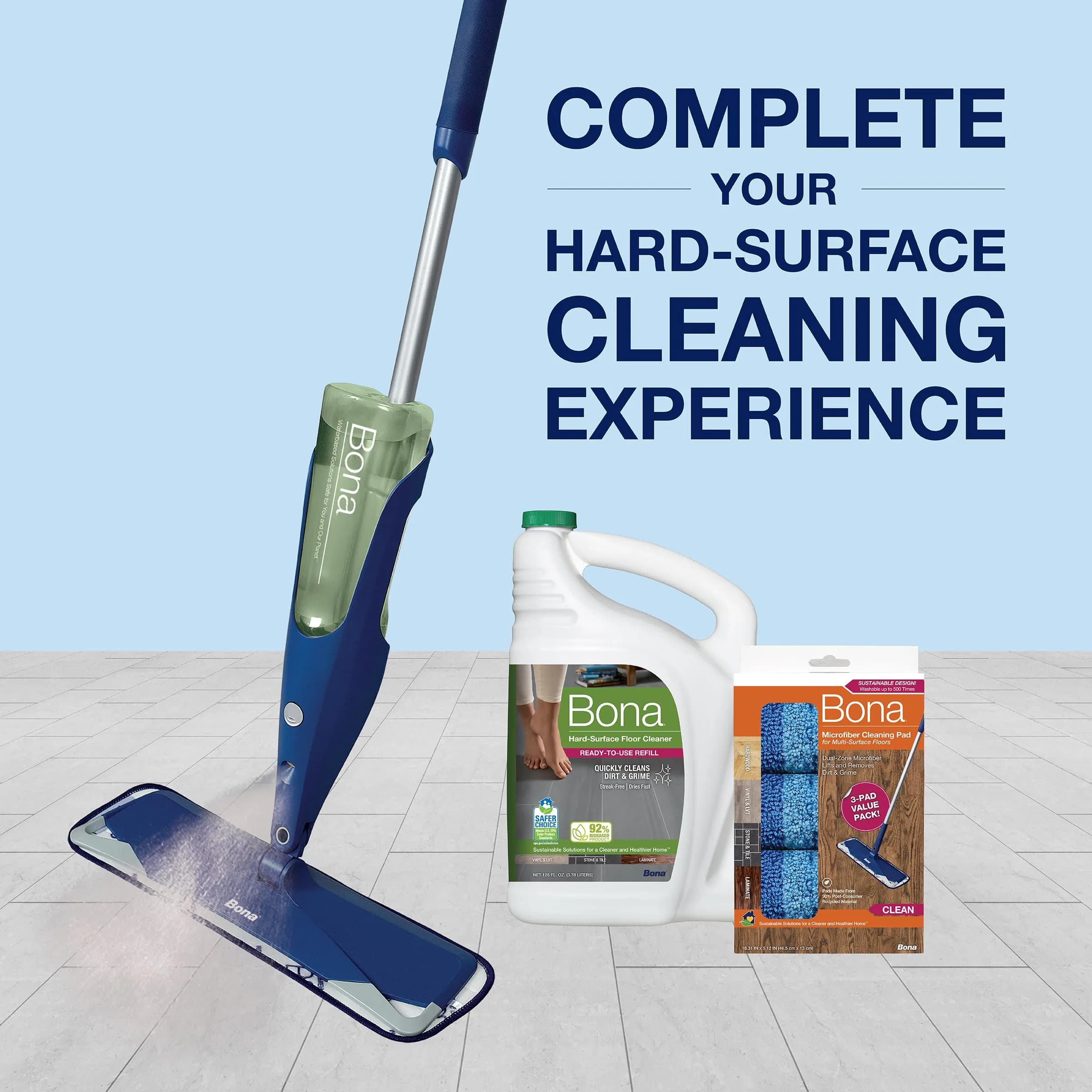 Bona Multi-Surface Floor Cleaner Refill 3785ml (128 Fl Oz) | pH Neutral, Residue-Free Formula for Stone, Tile, Laminate, Vinyl - view 6