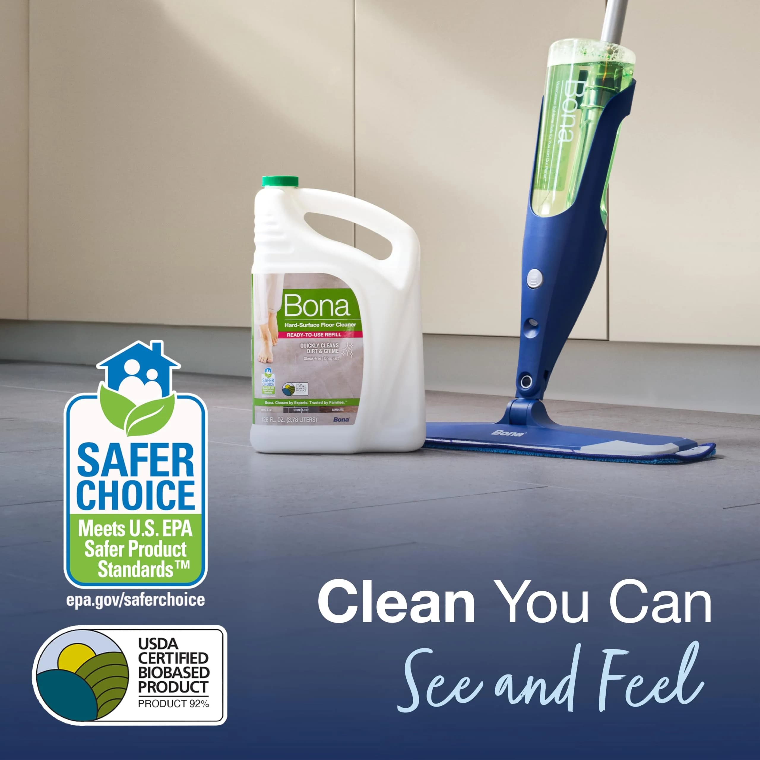 Bona Unscented Multi-Surface Floor Cleaner Spray, 128 fl oz (3.78 L) | Residue-Free Cleaning for Stone, Tile, Laminate & Vinyl Floors - view 4