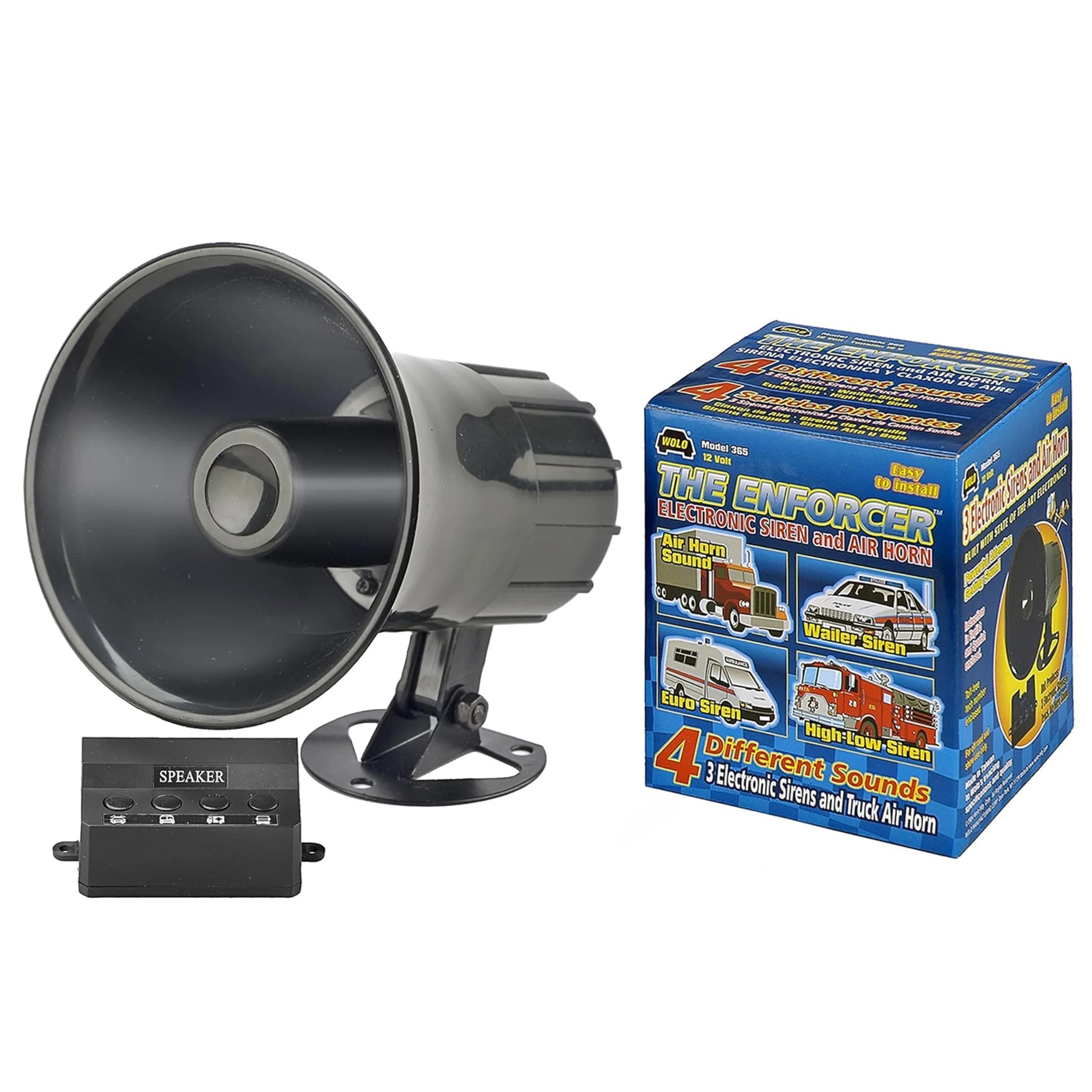 Wolo 365 Enforcer Siren Horn 20-Watt Multi-Tone 12V | Emergency & Vehicle Horn