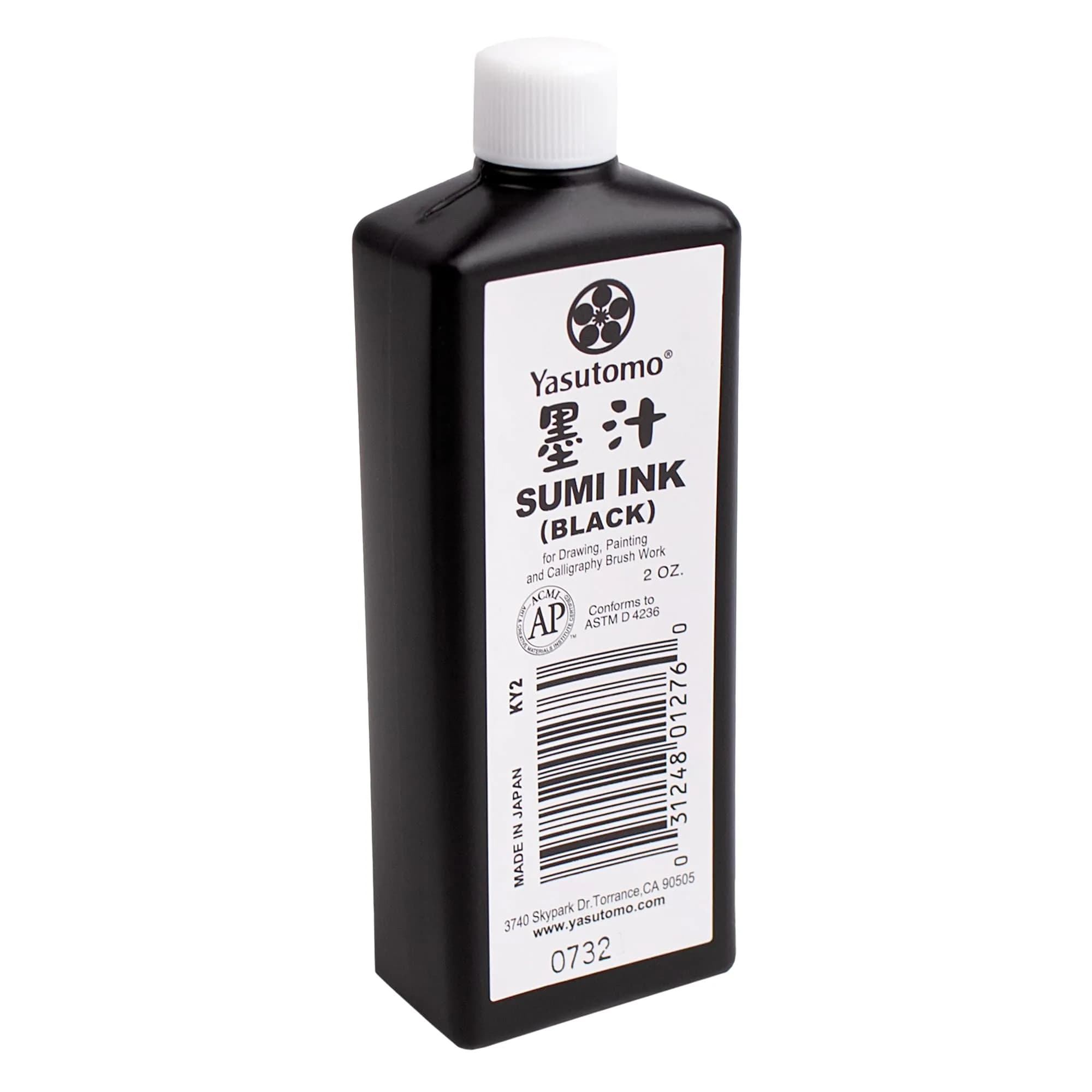 Yasutomo Liquid Ink 2oz | Water-Resistant, Smudge Proof, Versatile, Matte Finish for Calligraphy & Artwork