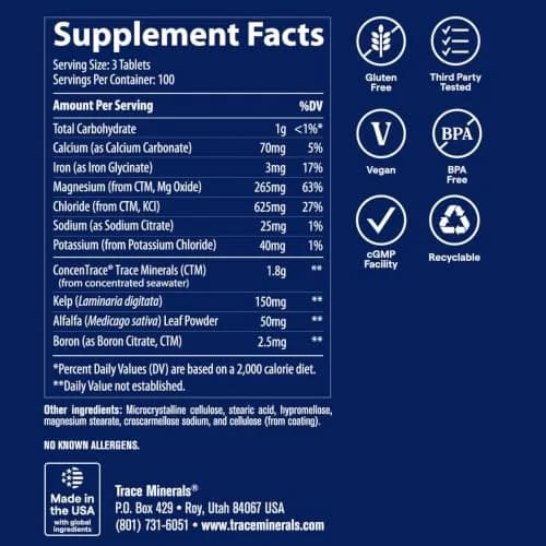 Trace Minerals ConcenTrace Ionic Trace Mineral Tablets, 300 Tablets | Supports Energy & Digestion thumbnail 3