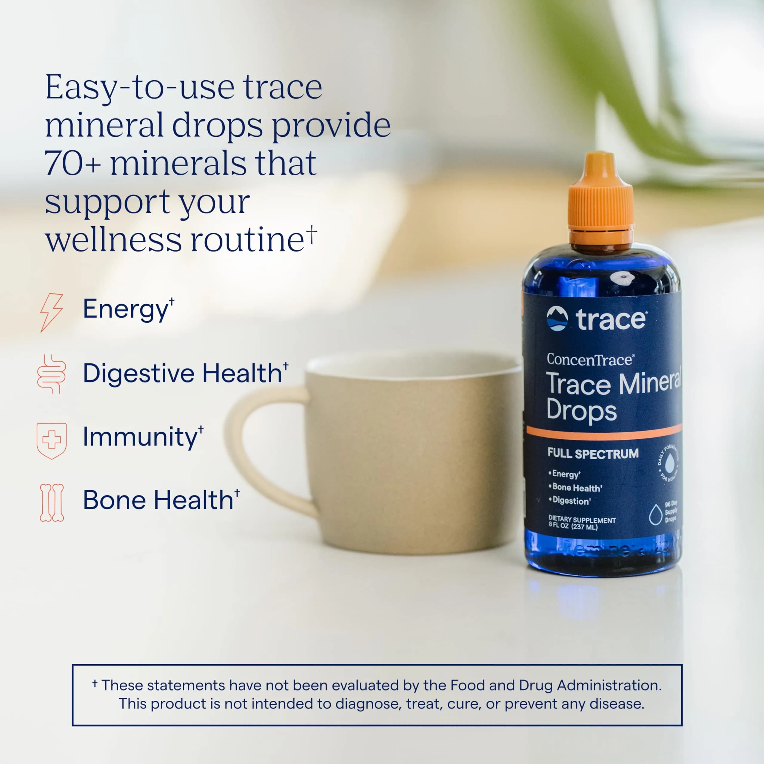 Trace Minerals ConcenTrace Mineral Drops 237ml (8 fl oz) | 70+ Ionic Minerals for Energy & Hydration - view 2