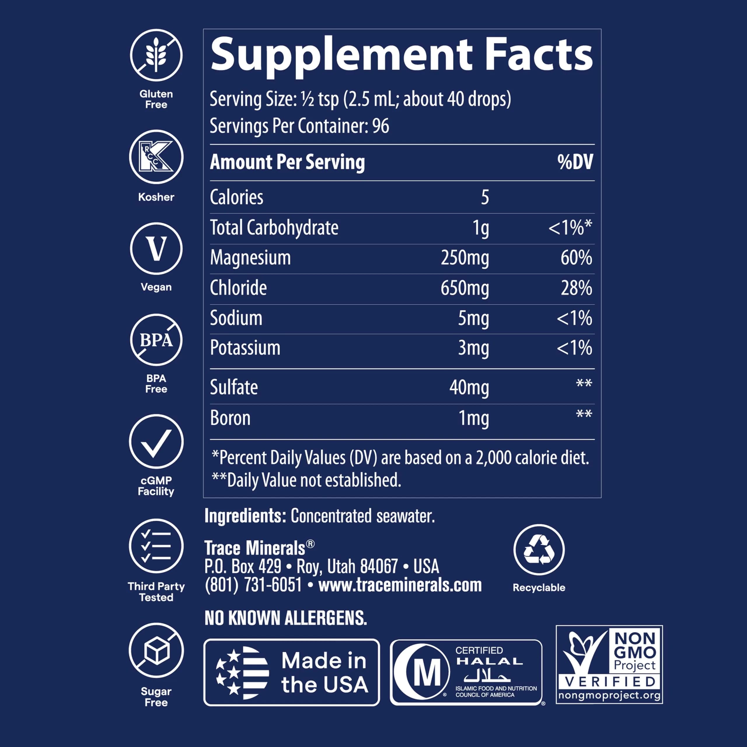 Trace Minerals ConcenTrace Mineral Drops 237ml (8 fl oz) | 70+ Ionic Minerals for Energy & Hydration - view 3