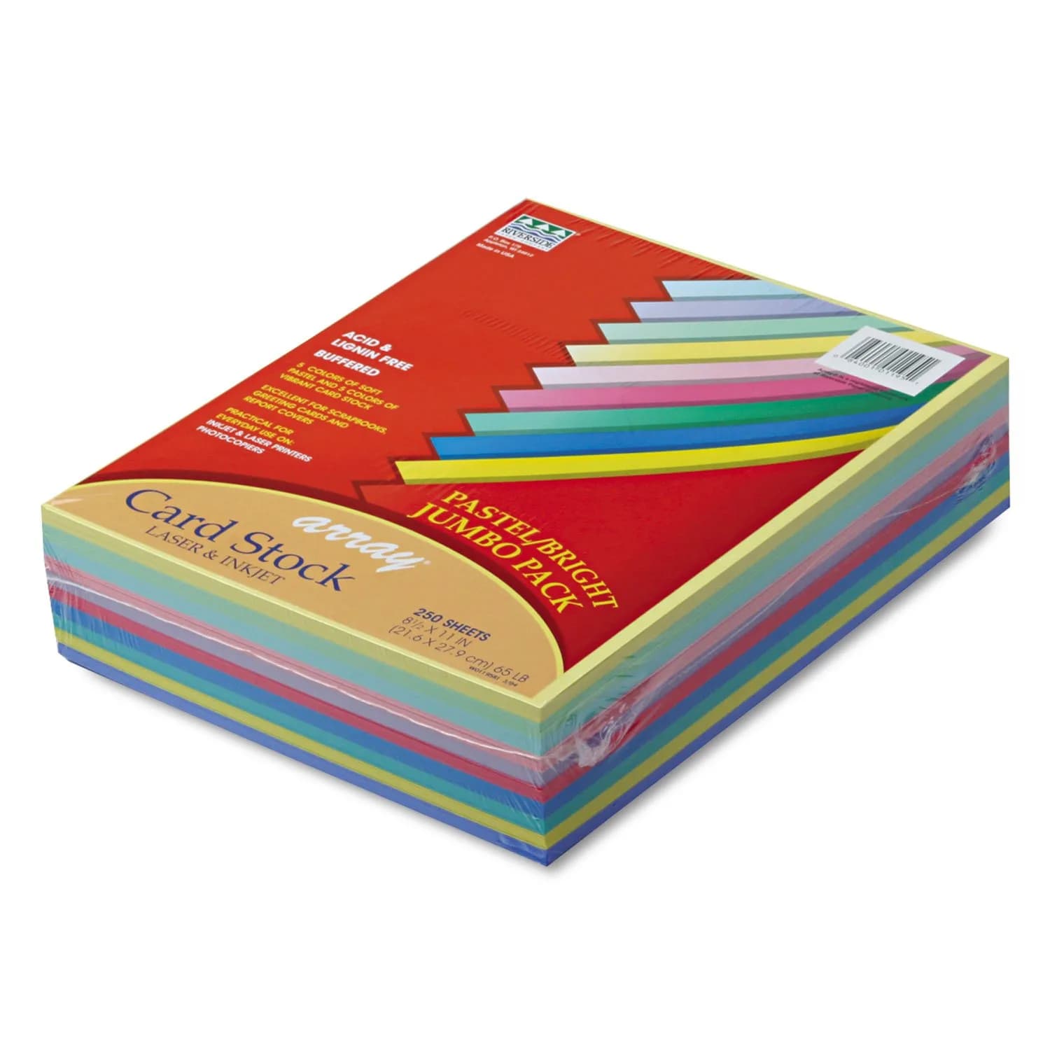 Pacon Card Stock Pastel & Bright Jumbo Assortment 8.5" x 11" | 250 Sheets for Creative Projects