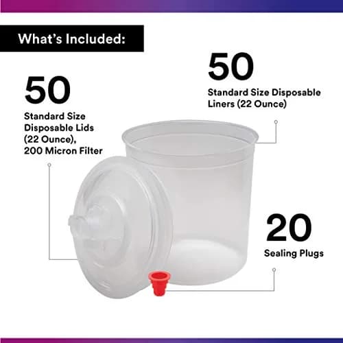 3M PPS Original Series Paint Spray Cup Lids and Liners Kit, 16000 | 22 oz, 200-micron Filter, Less Waste thumbnail 2