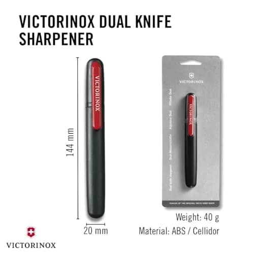 Victorinox Dual-Knife Sharpener for Straight Blades, Black | Pocket-Sized Ceramic & Stone Sharpening thumbnail 3