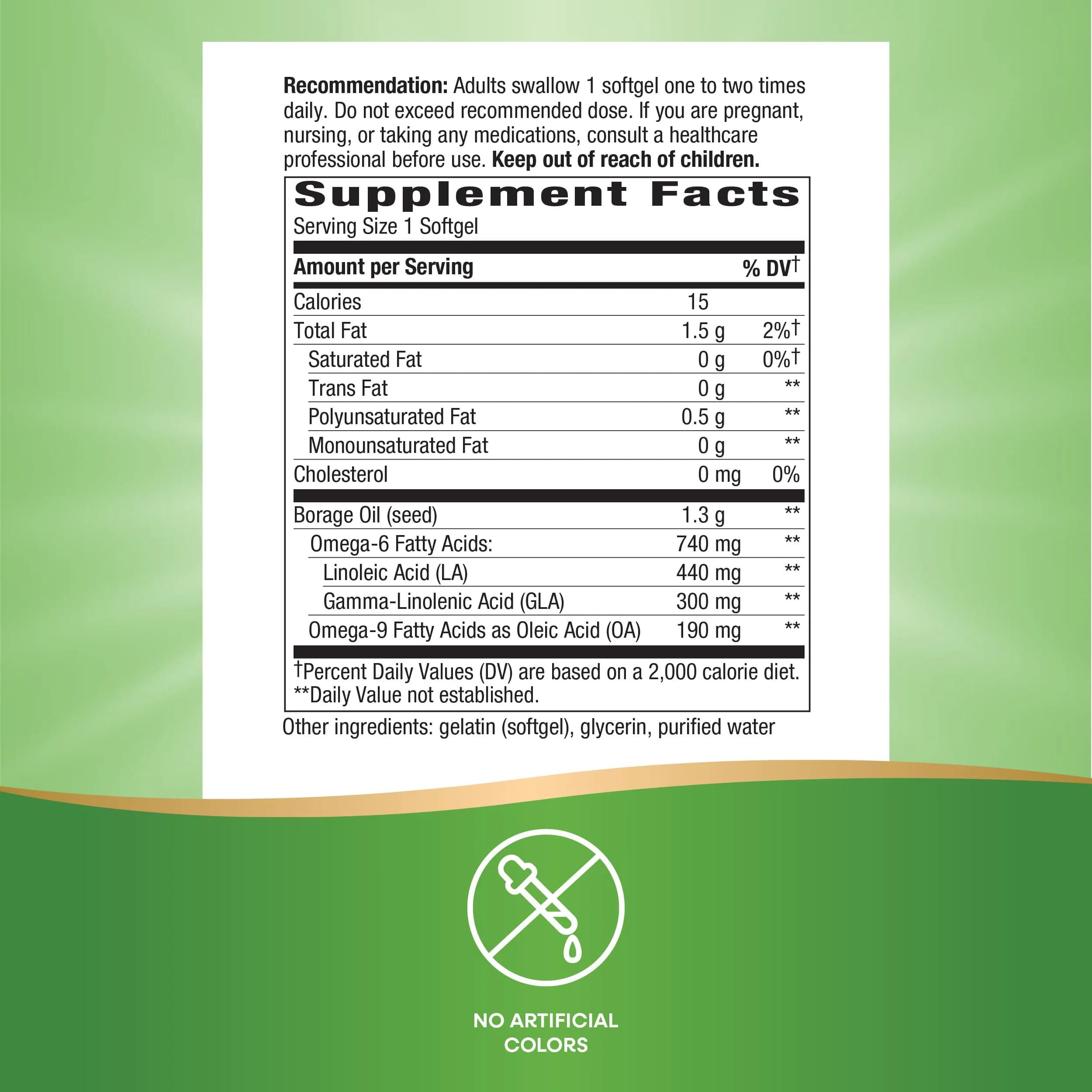 Nature's Way Borage Oil Softgels 60 Count | 740 mg Omega-6 Fatty Acids Per Serving - view 5