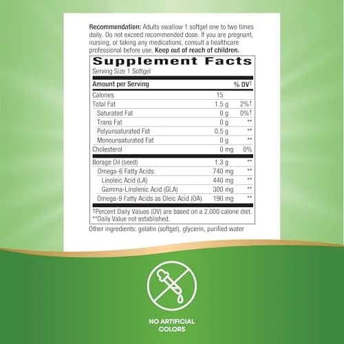 Nature's Way Borage Oil Softgels 60 Count | 740 mg Omega-6 Fatty Acids Per Serving thumbnail 5