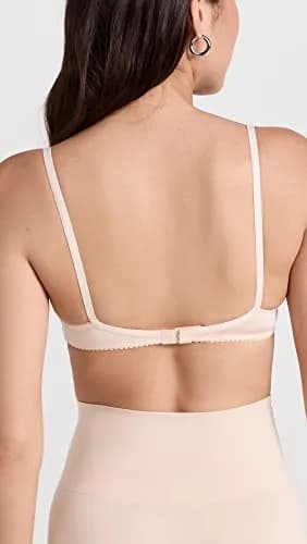 Timpa Women's Duet Lace Underwire Demi Bra, Beige, 32A | Sheer Lace, Adjustable Straps, Underwire Support thumbnail 4