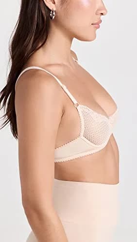 Timpa Women's Duet Lace Underwire Demi Bra, Beige, 32A | Sheer Lace, Adjustable Straps, Underwire Support thumbnail 2