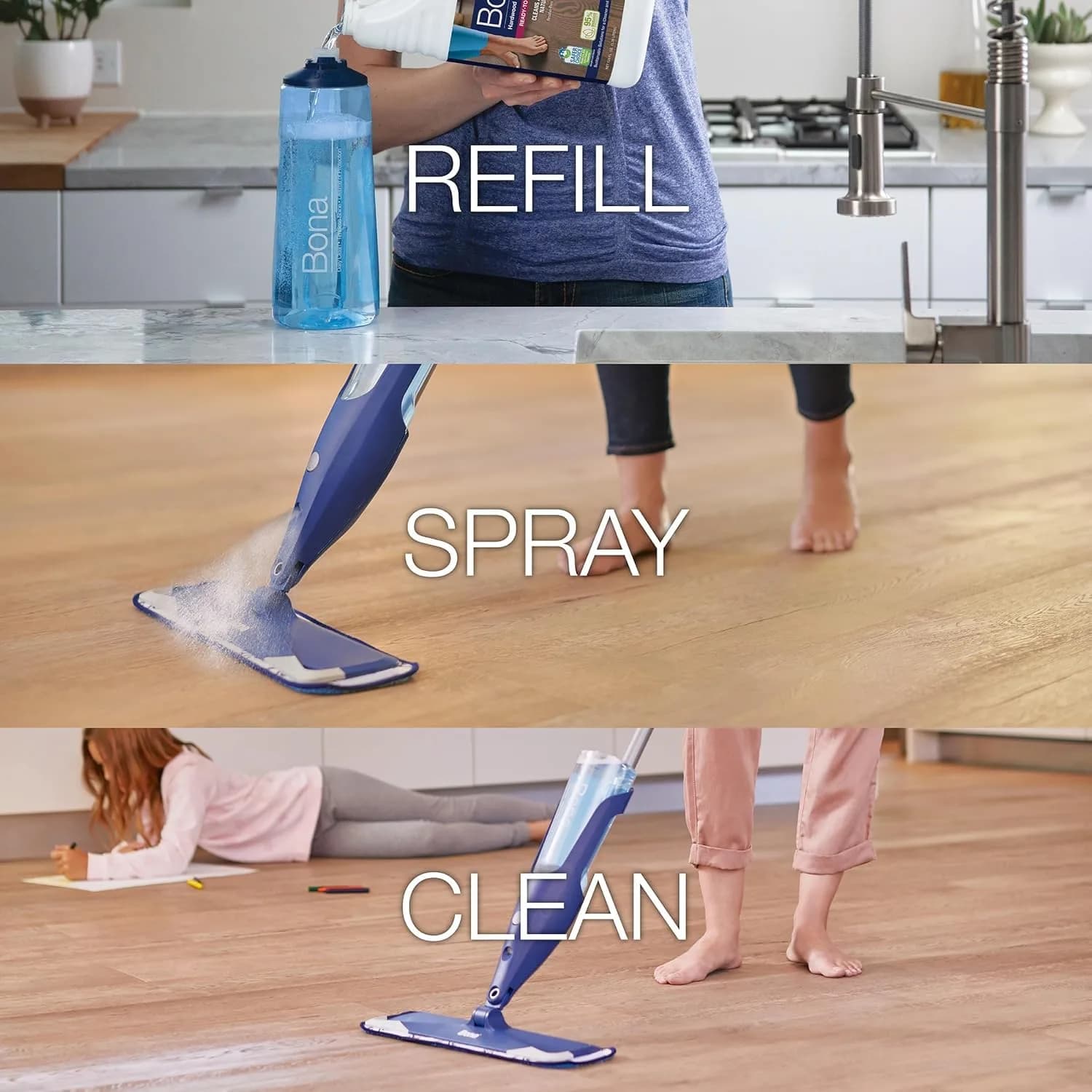Bona Hardwood Floor Cleaner Refill 3.78 L (128 fl oz) | pH-Neutral, Residue-Free Formula - view 5