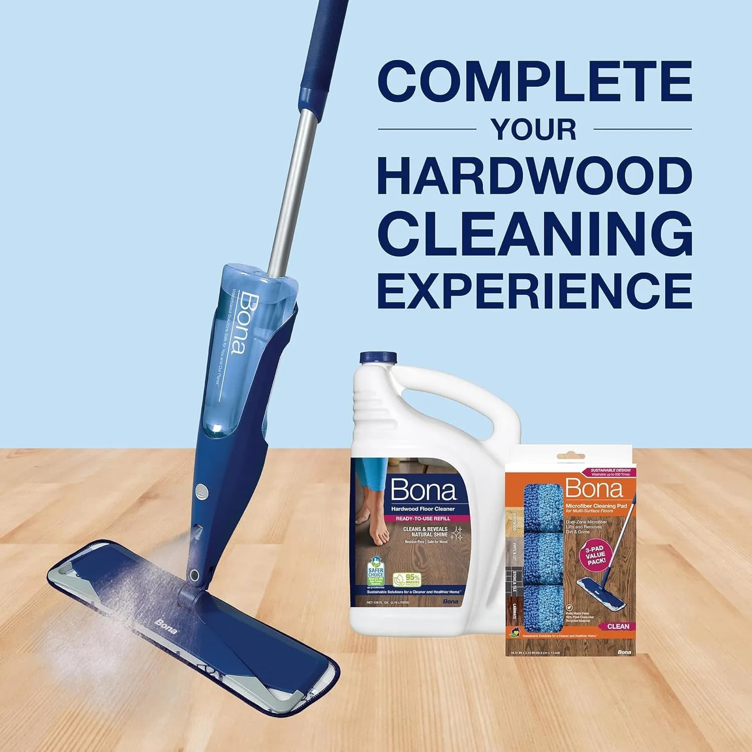 Bona Hardwood Floor Cleaner Refill 3.78 L (128 fl oz) | pH-Neutral, Residue-Free Formula - view 6