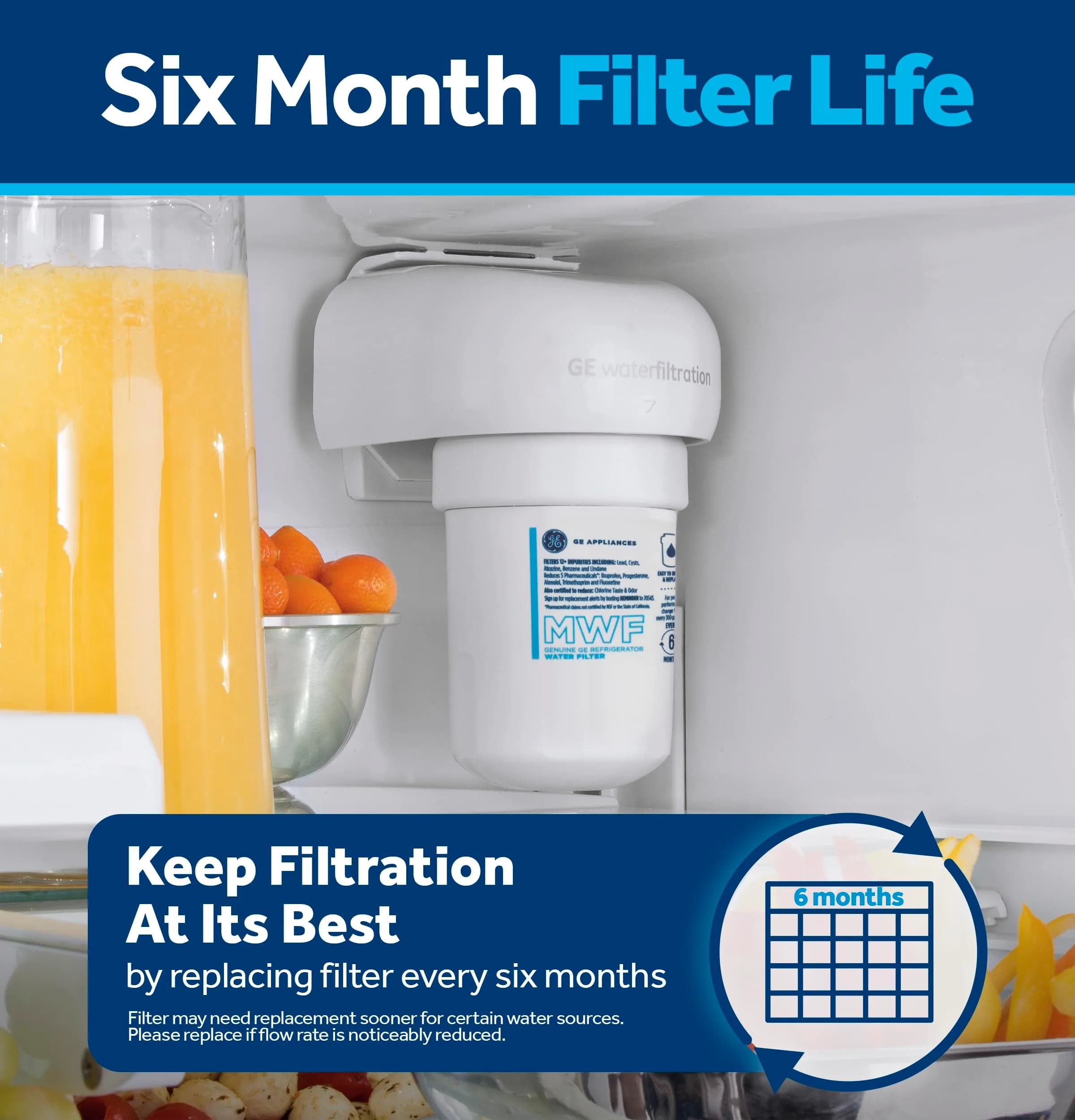 GE MWF Refrigerator Water Filter (1-Pack) — Certified to Reduce Lead, Sulfur, and 50+ Impurities - view 7