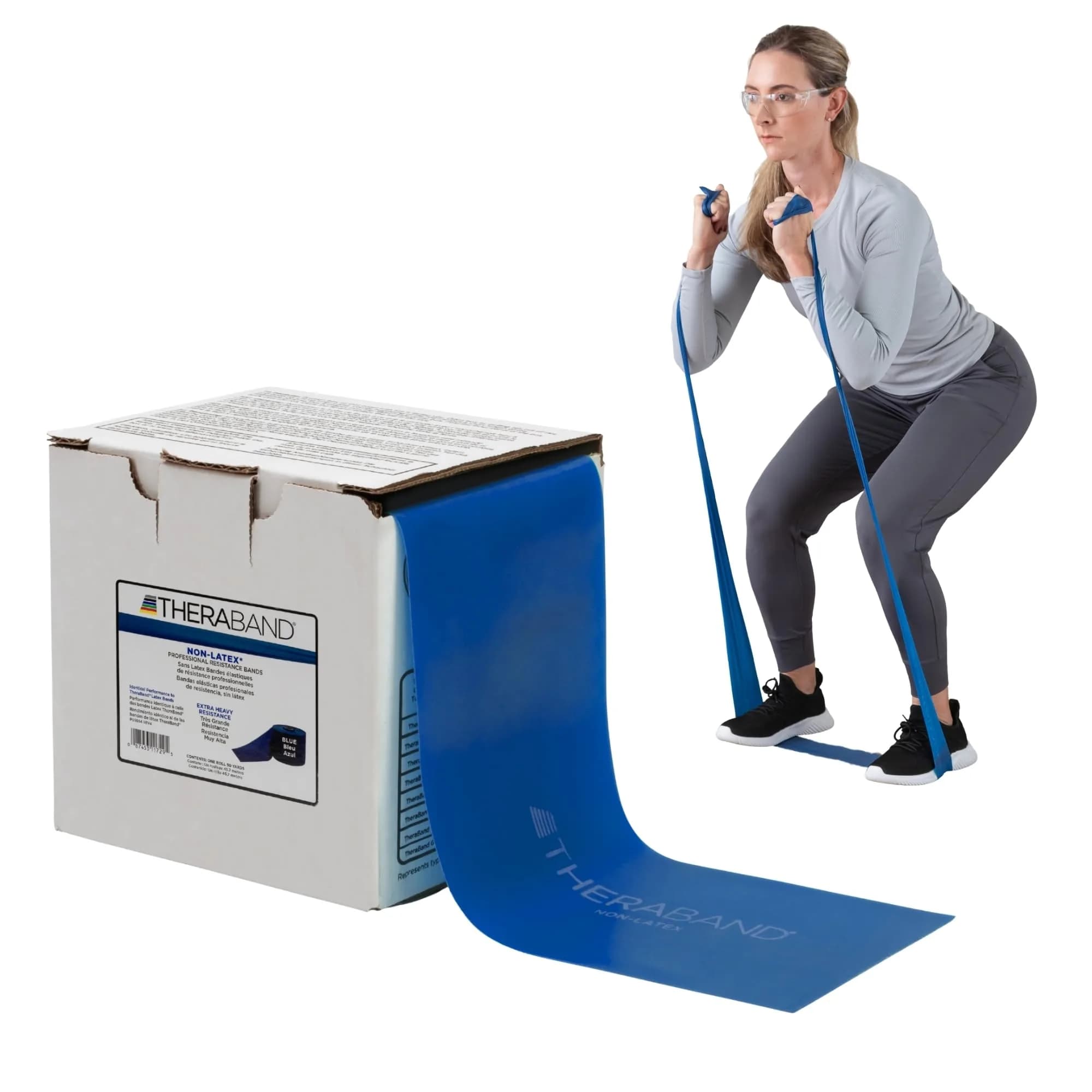 THERABAND Blue Latex-Free Resistance Band Roll 25 Yards (75 ft / 22.86 m) | Extra Heavy Resistance for Strength Training — Blue | Extra Heavy