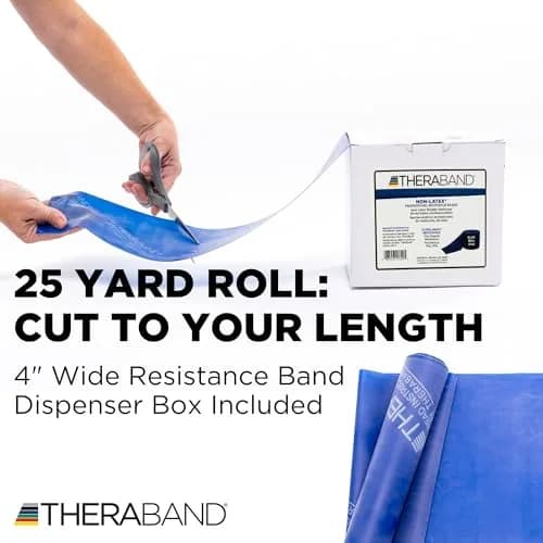 THERABAND Blue Latex-Free Resistance Band Roll 25 Yards (75 ft / 22.86 m) | Extra Heavy Resistance for Strength Training thumbnail 2