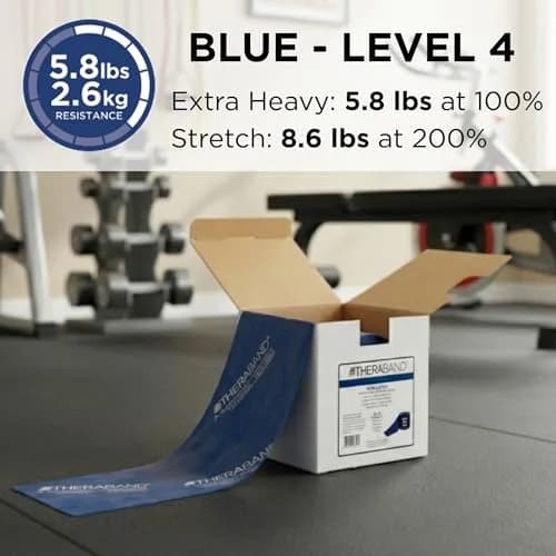 THERABAND Blue Latex-Free Resistance Band Roll 25 Yards (75 ft / 22.86 m) | Extra Heavy Resistance for Strength Training thumbnail 3