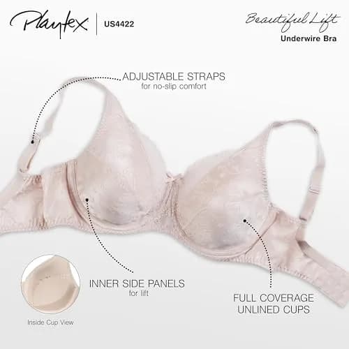 Playtex Secrets Signature Floral Underwire Full Coverage Bra 34D | Support & Vintage Style thumbnail 5