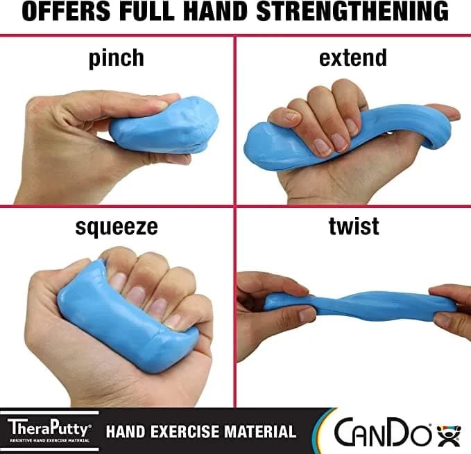 CanDo TheraPutty Hand Exercise Putty 6-Piece Set (Total 24 oz) | All Resistance Levels for Rehab & Grip thumbnail 4
