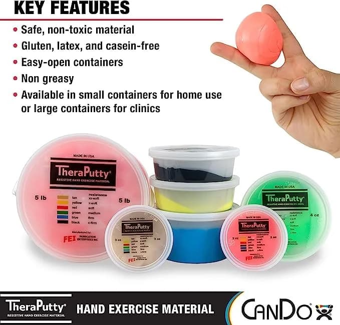 CanDo TheraPutty Hand Exercise Putty 6-Piece Set (Total 24 oz) | All Resistance Levels for Rehab & Grip - view 6