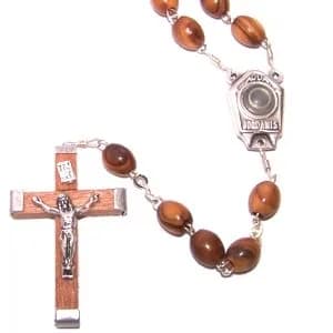 Holy Land Market Olive Wood Rosary with Holy Water from Jordan River | Authentic Christian Keepsake (51 cm or 20")