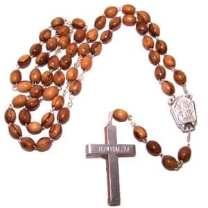 Holy Land Market Olive Wood Rosary with Holy Water from Jordan River | Authentic Christian Keepsake (51 cm or 20") thumbnail 3