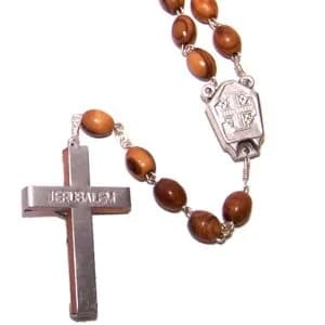 Holy Land Market Olive Wood Rosary with Holy Water from Jordan River | Authentic Christian Keepsake (51 cm or 20") thumbnail 5