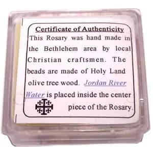 Holy Land Market Olive Wood Rosary with Holy Water from Jordan River | Authentic Christian Keepsake (51 cm or 20") thumbnail 8