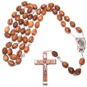 Holy Land Market Olive Wood Rosary with Holy Water from Jordan River | Authentic Christian Keepsake (51 cm or 20") thumbnail 9