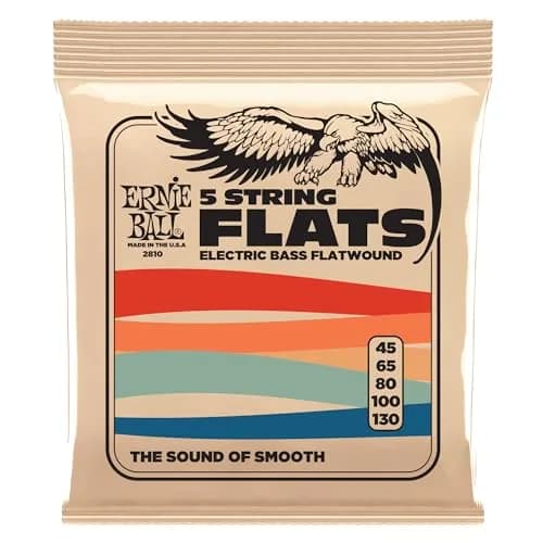 Ernie Ball 5-String Flatwound Bass Guitar Strings, 45-130 Gauge | Warm, Rounded Tone with Reduced Finger Noise thumbnail 1