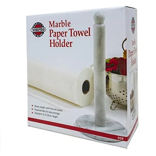 Norpro Marble Paper Towel Holder, white, 12.5" tall, 5.25" base | Elegant marble design for kitchen & dining thumbnail 6