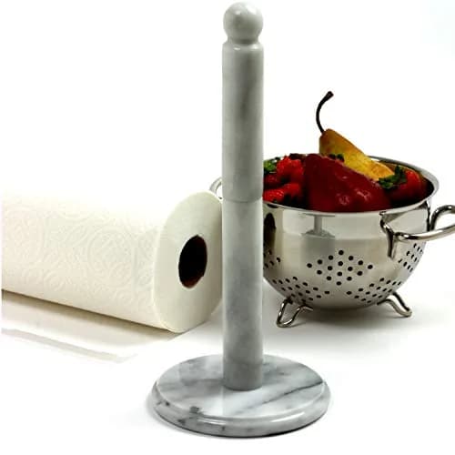 Norpro Marble Paper Towel Holder, white, 12.5" tall, 5.25" base | Elegant marble design for kitchen & dining thumbnail 2