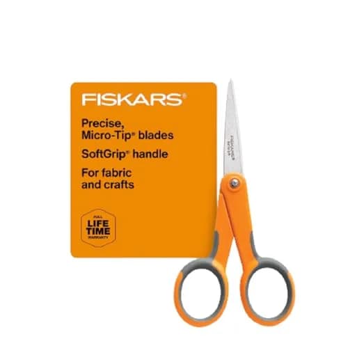 Fiskars SoftGrip Micro-Tip Scissors 5" Stainless Steel | Precision Cutting for Sewing & Crafts - main product image