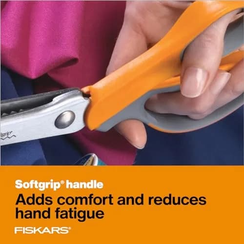 Fiskars SoftGrip Pinking Shears, 8 Inch Zigzag Edge Fabric Scissors for Left-Handed Crafters, Orange/Gray - view 4