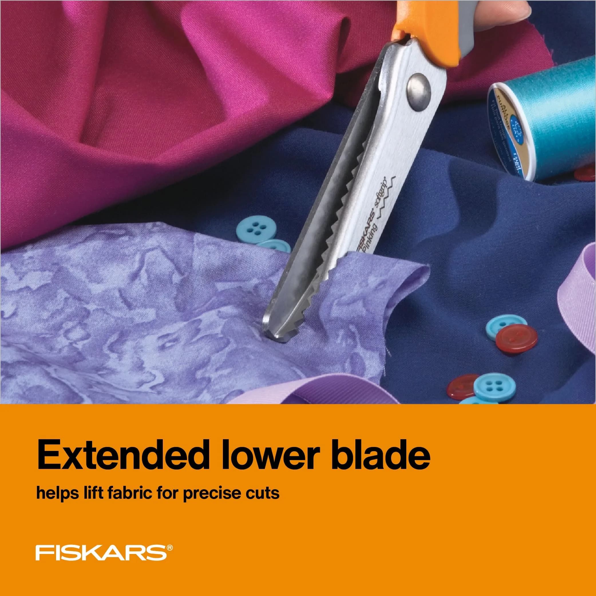 Fiskars SoftGrip Pinking Shears 8 Inch (20.32 cm) Fabric Scissors | Precision Zigzag Edge for Sewing and Quilting - view 5