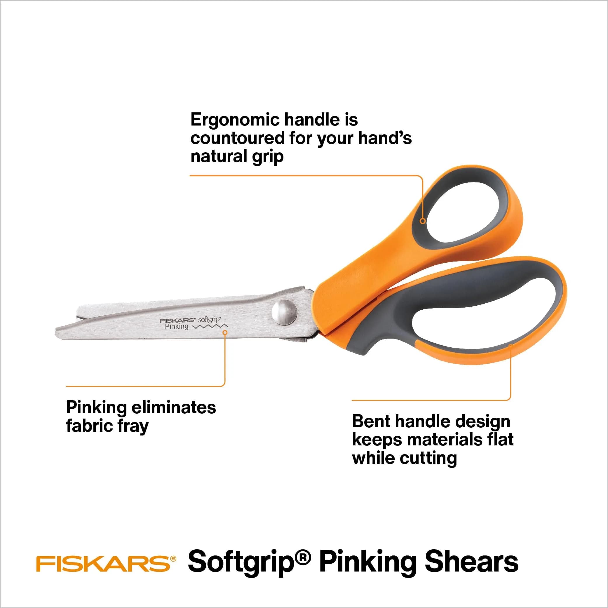 Fiskars SoftGrip Pinking Shears 8 Inch (20.32 cm) Fabric Scissors | Precision Zigzag Edge for Sewing and Quilting - view 2