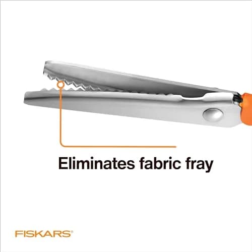 Fiskars SoftGrip Pinking Shears, 8 Inch Zigzag Edge Fabric Scissors for Left-Handed Crafters, Orange/Gray - view 3