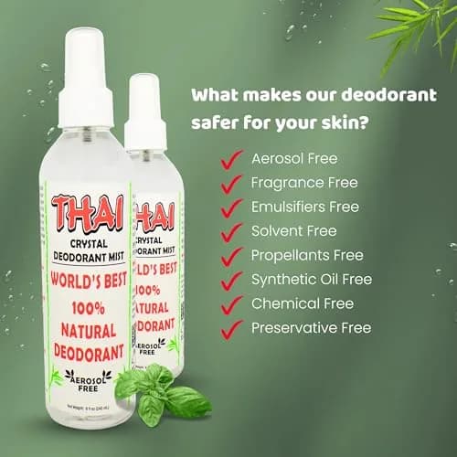 Thai Deodorant Stone Natural Crystal Mist Spray 8oz | 24hr Hypoallergenic Odor Control thumbnail 3