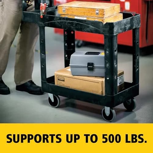 Rubbermaid Commercial Products Heavy Duty Utility Cart 500lb Black | Durable, Maneuverable & Rust-Resistant thumbnail 5
