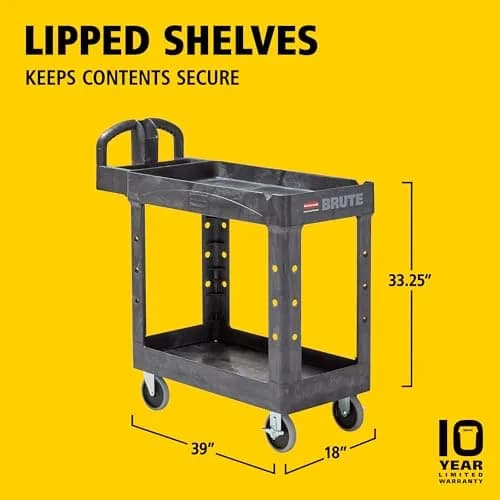 Rubbermaid Commercial Products Heavy Duty Utility Cart 500lb Black | Durable, Maneuverable & Rust-Resistant thumbnail 6