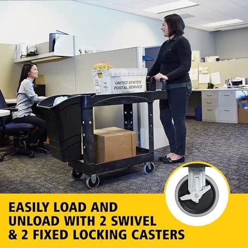Rubbermaid Commercial Products Heavy Duty Utility Cart 500lb Black | Durable, Maneuverable & Rust-Resistant thumbnail 3