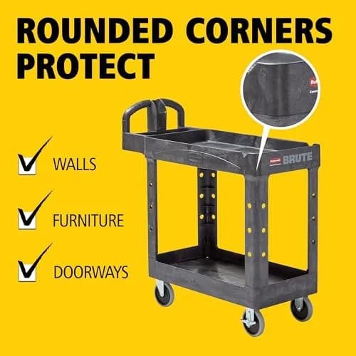 Rubbermaid Commercial Products Heavy Duty Utility Cart 500lb Black | Durable, Maneuverable & Rust-Resistant thumbnail 4