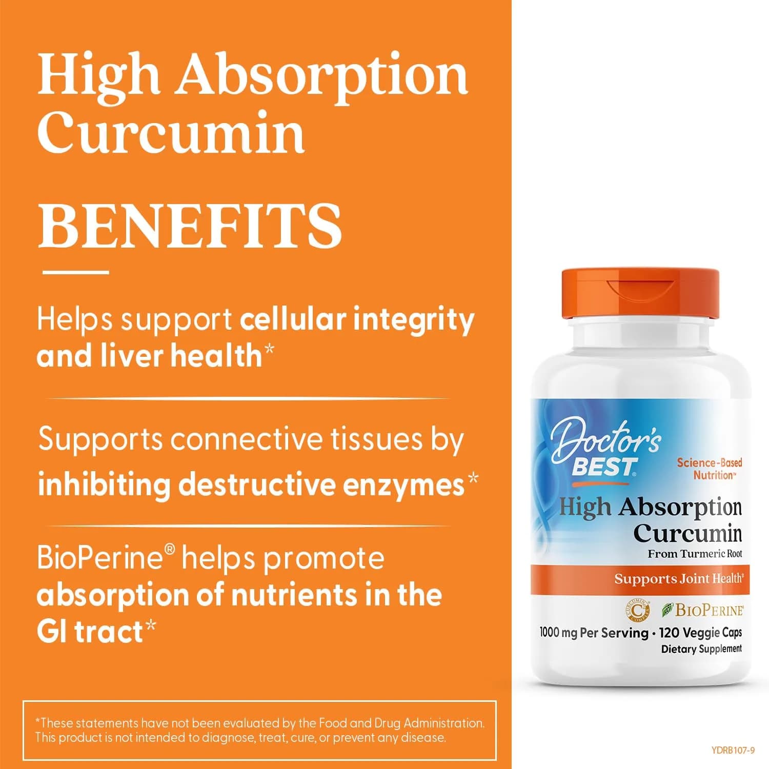 Doctor's Best Turmeric Curcumin 1000mg Veggie Capsules | High Absorption with BioPerine & C3 Complex - view 2