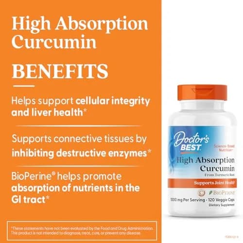 Doctor's Best Turmeric Curcumin 1000mg Veggie Capsules | High Absorption with BioPerine & C3 Complex thumbnail 2