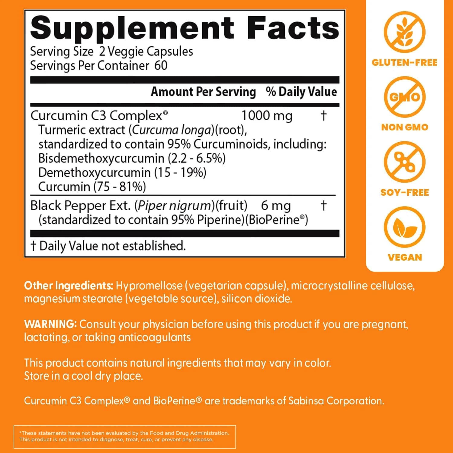 Doctor's Best Turmeric Curcumin 1000mg Veggie Capsules | High Absorption with BioPerine & C3 Complex - view 3