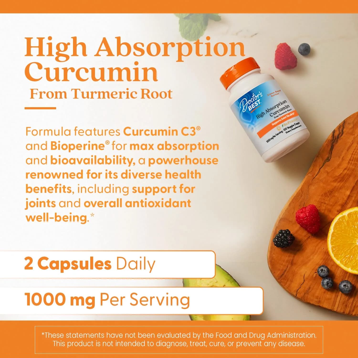 Doctor's Best Turmeric Curcumin 1000mg Veggie Capsules | High Absorption with BioPerine & C3 Complex - view 4