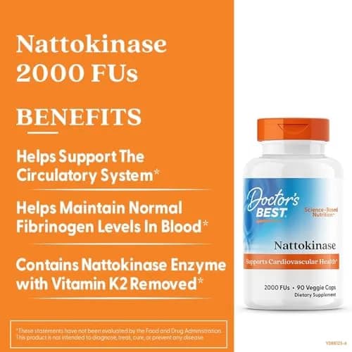 Doctor's Best Nattokinase 2000 FU Supplement 90 Veg Caps | Supports Circulatory Health thumbnail 3