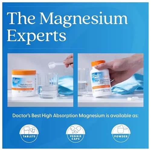 Doctor's Best High Absorption Magnesium Glycinate Lysinate Supplement 200mg 240 Count Tablets | Sleep Support & Muscle Relaxation thumbnail 7
