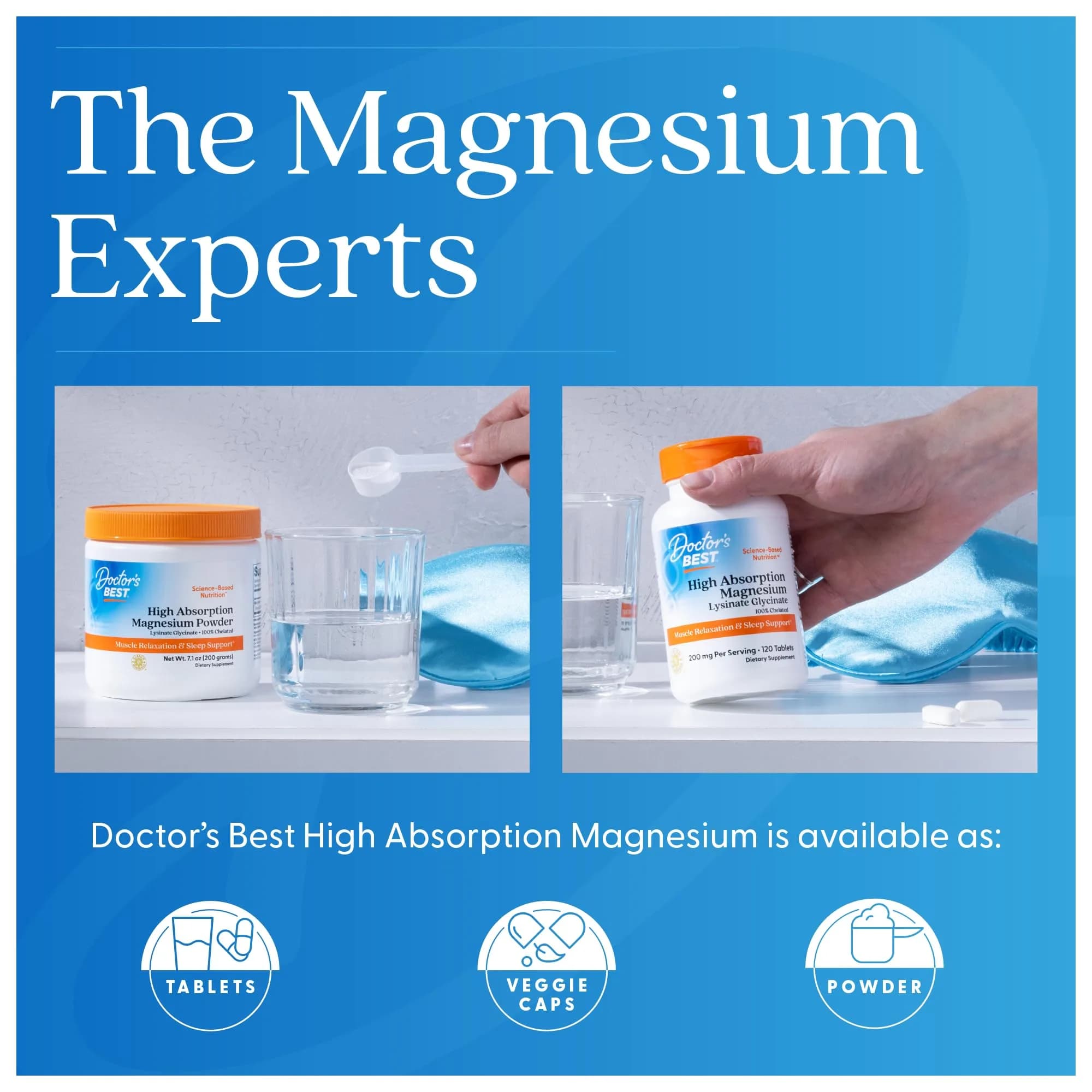 Doctor's Best High Absorption Magnesium Glycinate Lysinate Supplement 200mg 240 Count Tablets | Sleep Support & Muscle Relaxation - view 7
