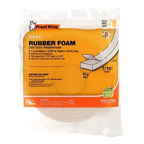 Frost King R516WH Sponge Rubber Foam Tape 1/4" x 7/16" x 10' | Weatherproofing Seal thumbnail 5